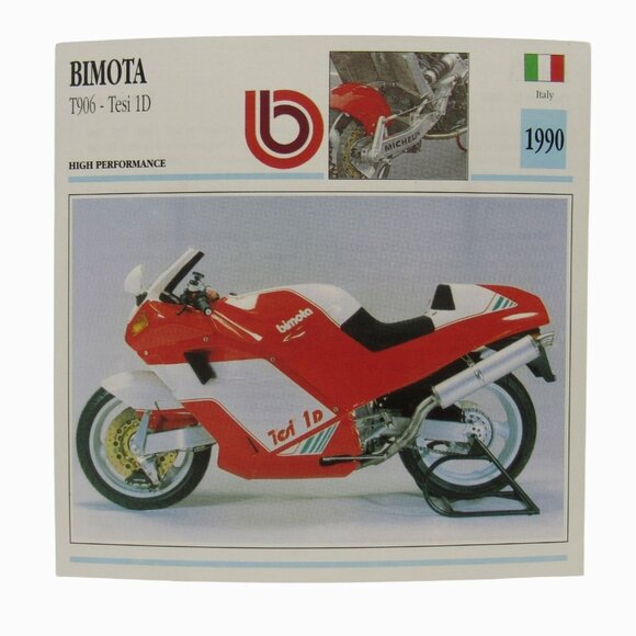 Bimota Tesi 1D Italian 1990 High Performance Motorcycle Spec Card Sheet - Picture 1 of 2